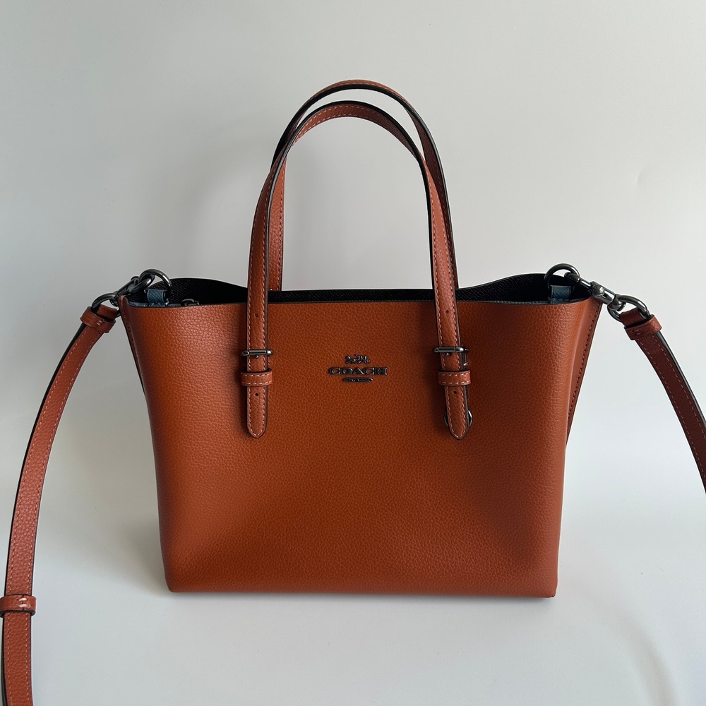 Coach Mollie Tote 25 Ginger Orange Crossgrain Leather Bag C4084